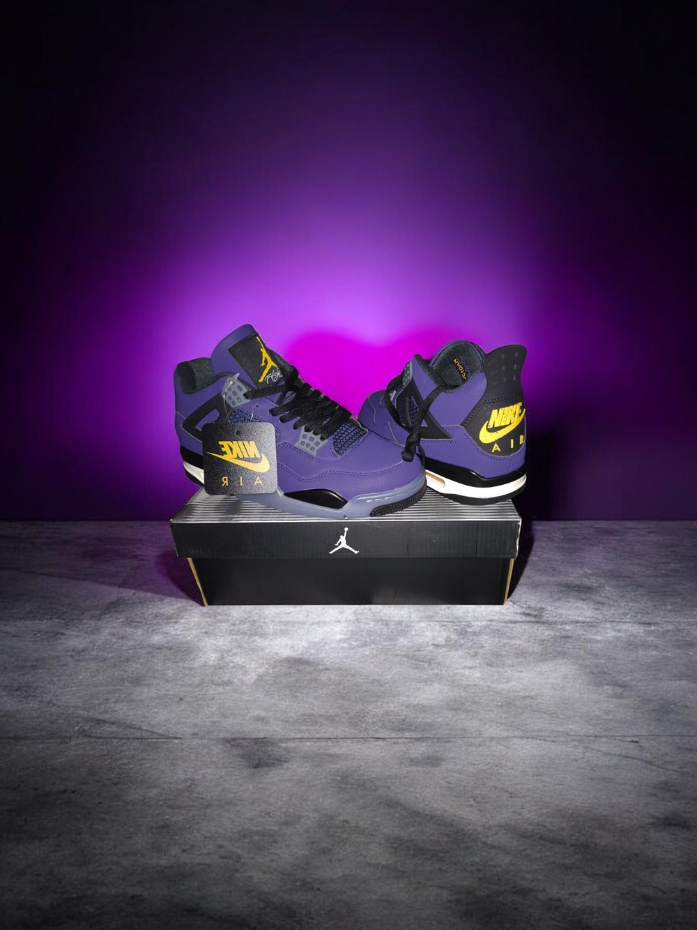 Jordan Men's Sneakers in Purple with Yellow Accents